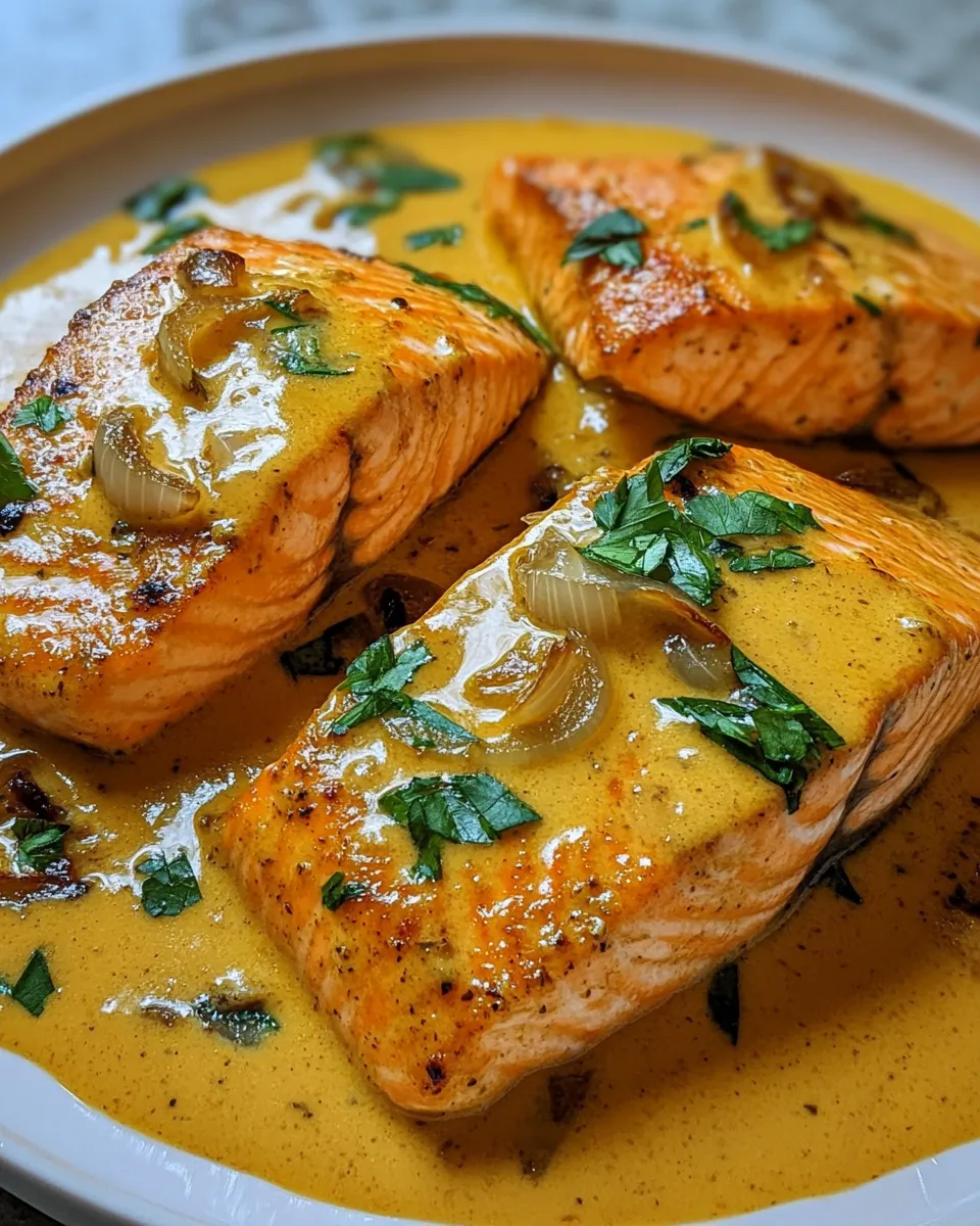 Creamy Coconut Curry Salmon with Garlic Butter: Dinner Magic Made Easy