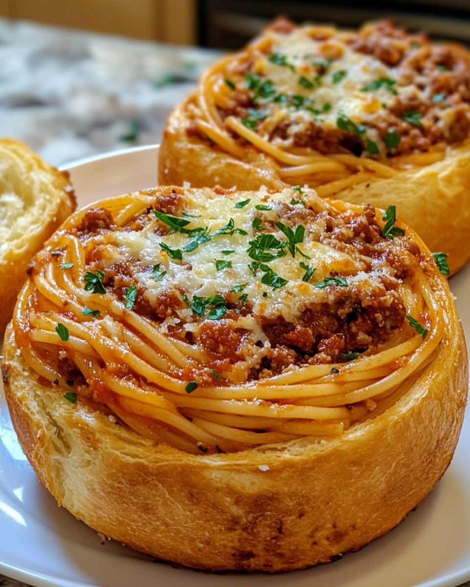 Ultimate Easy Spaghetti Garlic Bread Bowls Cheesy Comfort Explosion