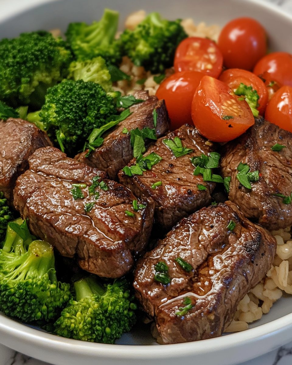 Ultimate Healthy Clean High Protein Garlic Balsamic Steak Bites Meal Prep Lean Muscle Fuel